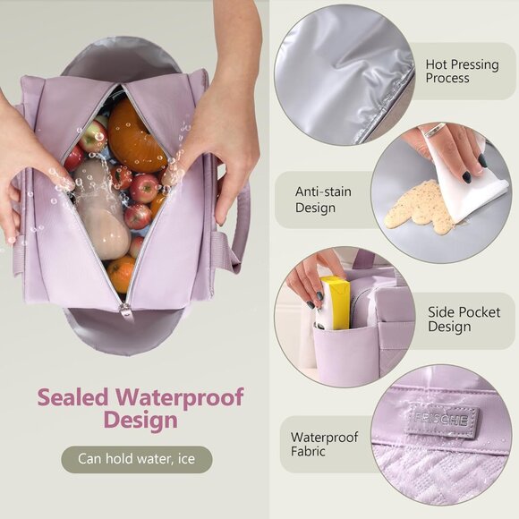 Insulated Lunch Bag for Women- 11L Leakproof Work Lunch Box with Bottle Holder a - Picture 5 of 7